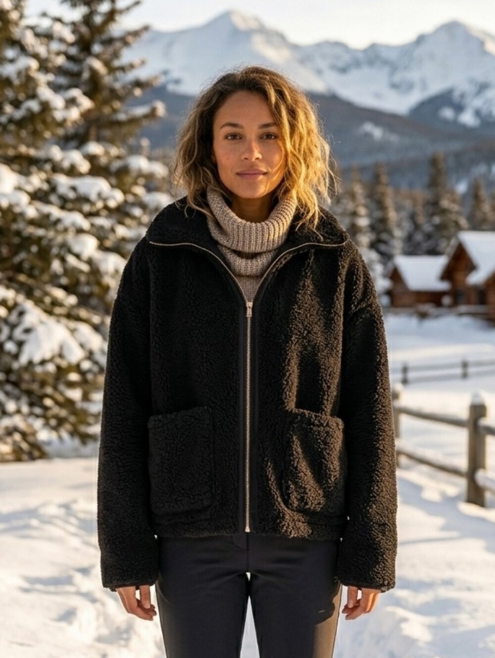 Chelsea & Violet Women's Black Teddy Jacket Cozy & Winter Warm Sz Large NWT